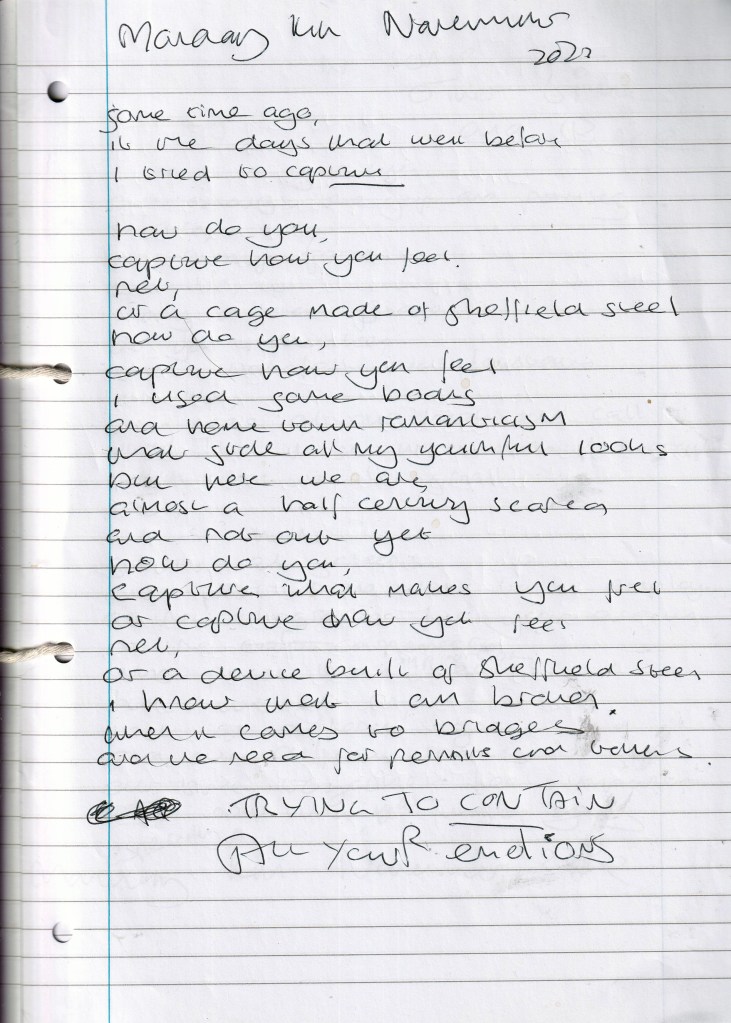 Trying To Contain All Your Emotions – Written Monday 14th November 2033 ...